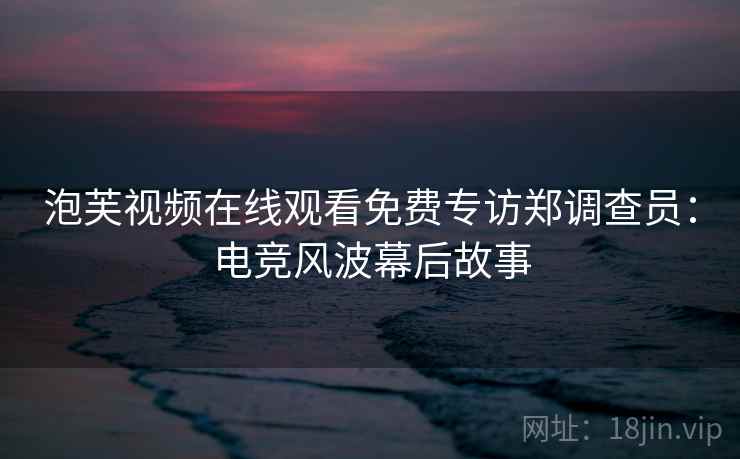 泡芙视频在线观看免费专访郑调查员：电竞风波幕后故事