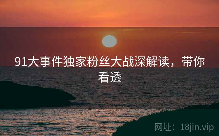 91大事件独家粉丝大战深解读，带你看透